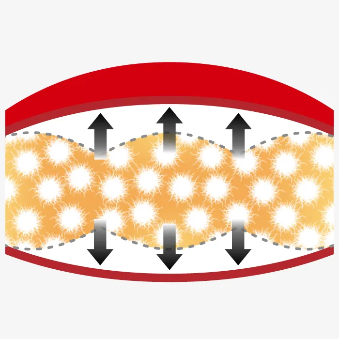 Cross-section diagram showing the elimination of baffles