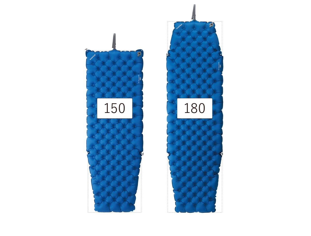 Comparison image of the silhouettes of Exceloft Air Pad 150 and 180