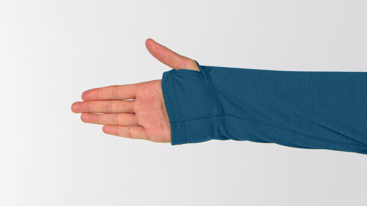 Image demonstrating the use of thumb holes