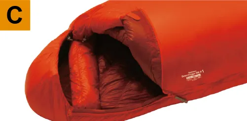 Photo of open sleeping bag showing neck baffle