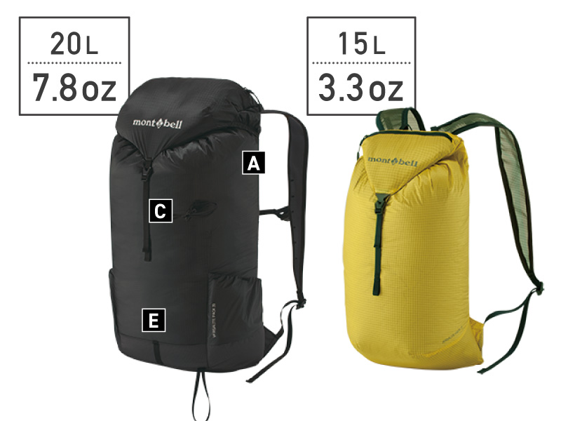 Versalite Pack 20 (BK) and 15 (CYL) weight comparison