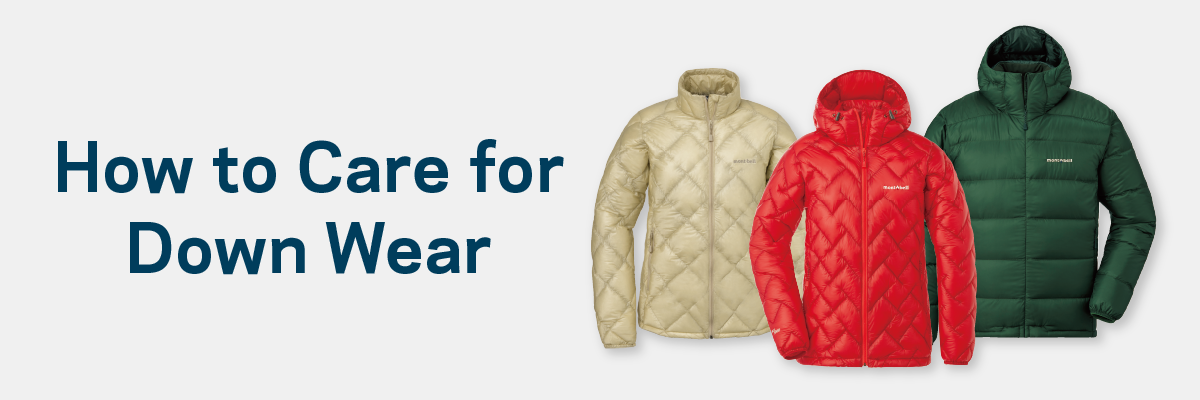  ''How to Care for Down Wear': Down wear in white, red, and green