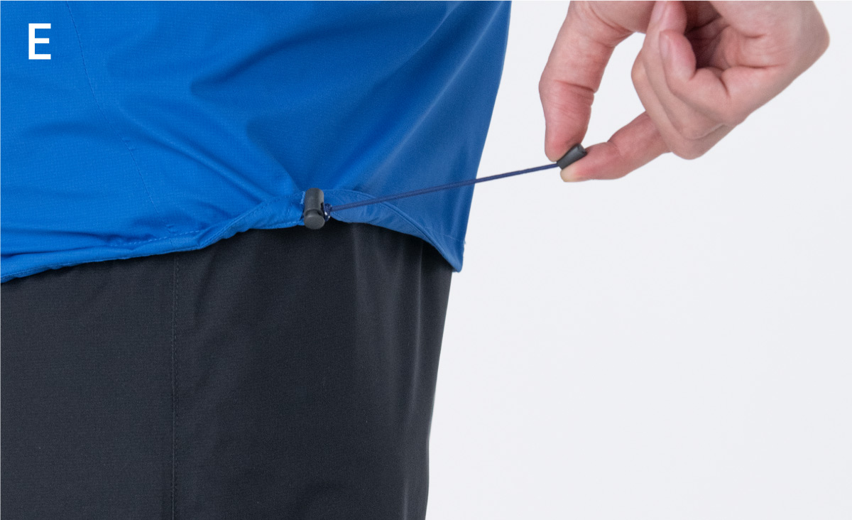 Close-up view of the sleeve drawstring