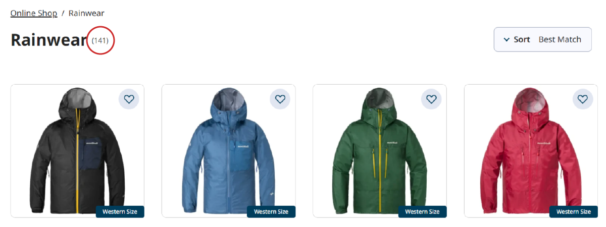 Image screen of product list after category selection.
