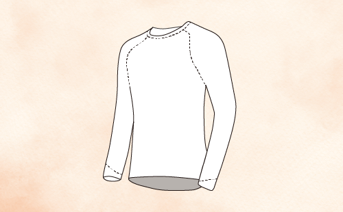 Illustration explaining a drop-tail design with a longer back hem.