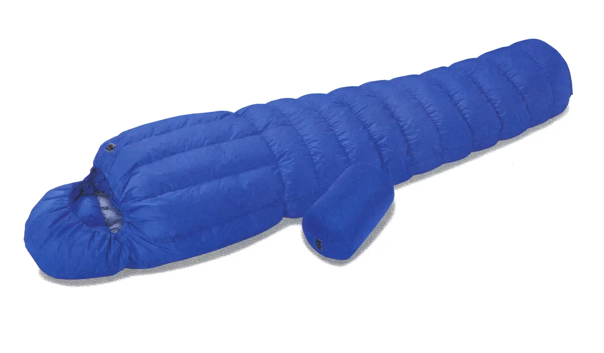 Blue sleeping bag from the high-performance down sleeping bag "Down Hugger" series