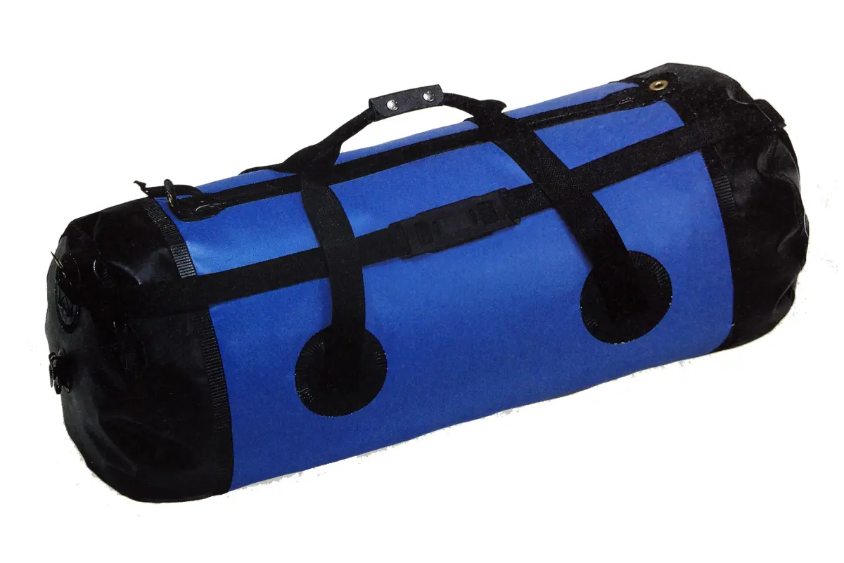 Blue duffle bag from the Aqua-tech series using waterproof zippers