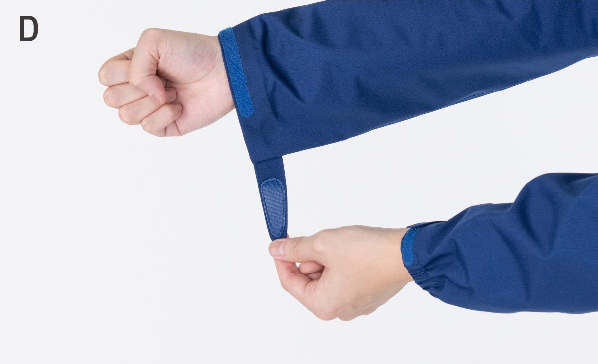 Close-up view of the Velcro on the sleeve