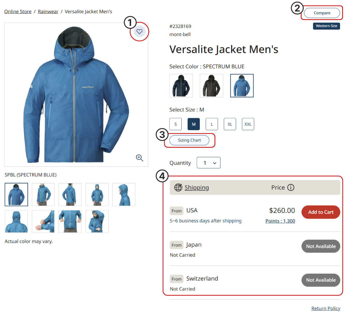 Image screen of the detailed product information page. Explanation is provided after.