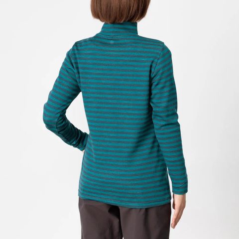 Merino Wool Plus Striped High Neck Shirt Women's