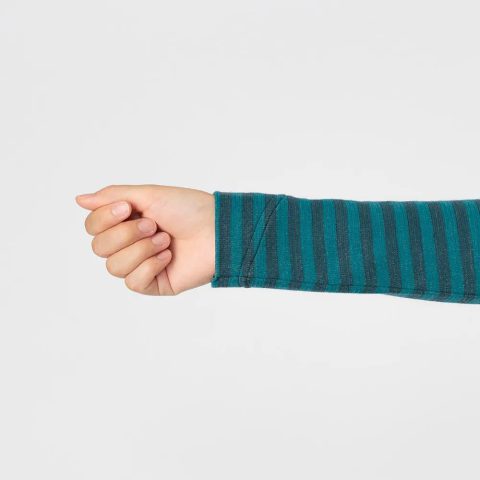 Merino Wool Plus Striped High Neck Shirt Women's